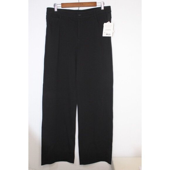 Athleta Ponte Classic Pants Women's 14 Black Casual Ankle Pockets Relaxed Fit - Picture 1 of 16